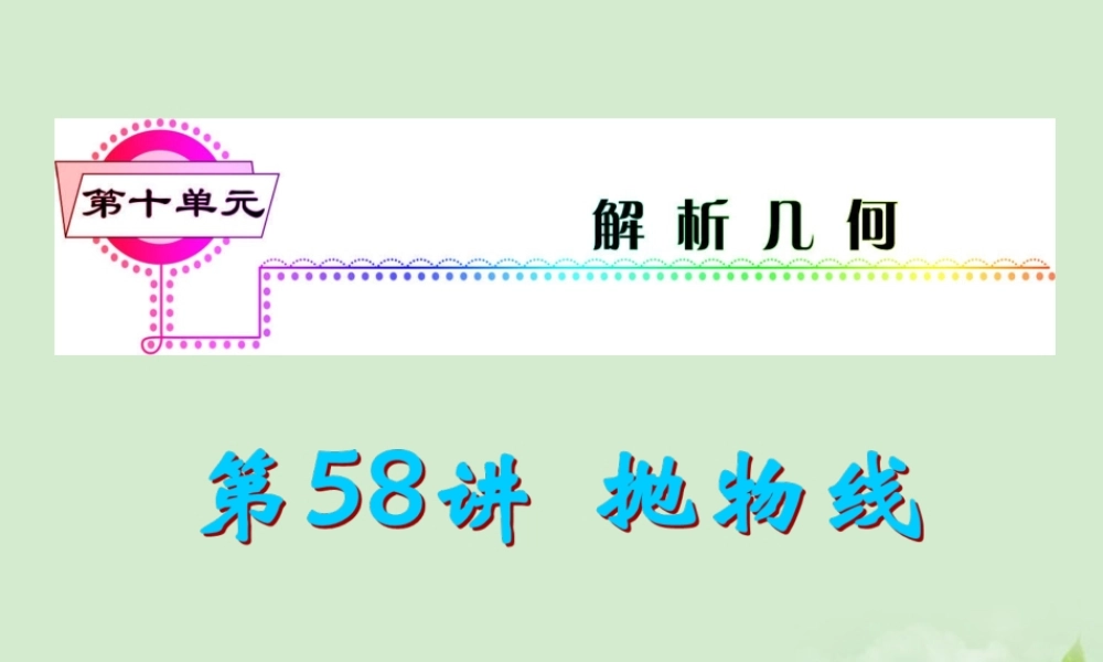 福建省高考数学一轮总复习 第58讲 抛物线课件 文 新课标 课件