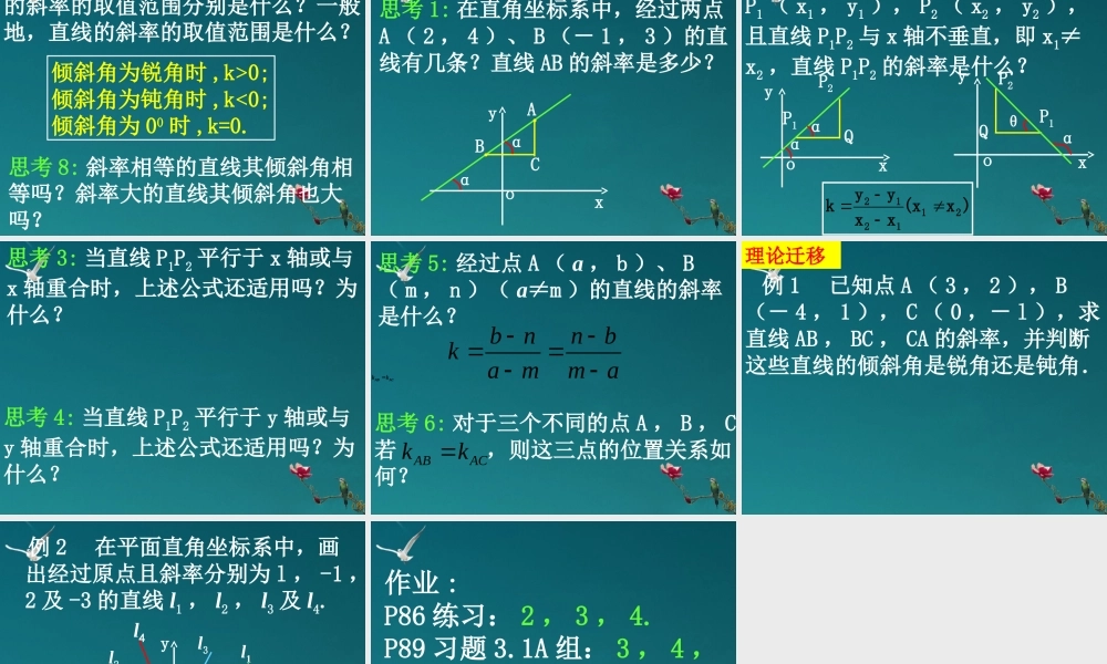 高中数学(311倾斜角与斜率)课件 新人教A版必修2 课件