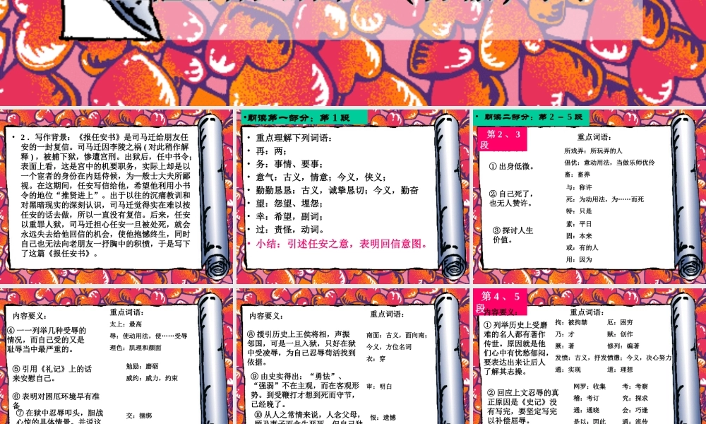 高中语文报任安书 课件苏教版必修4 课件