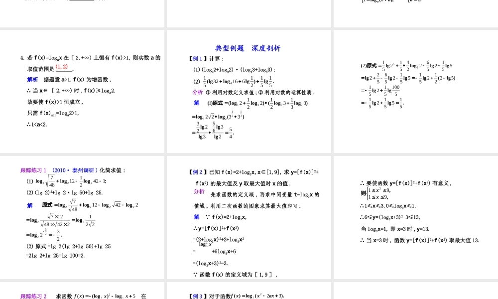 高三数学高考(理)总复习系列课件：2.5  对数与对数函数苏教版 课件
