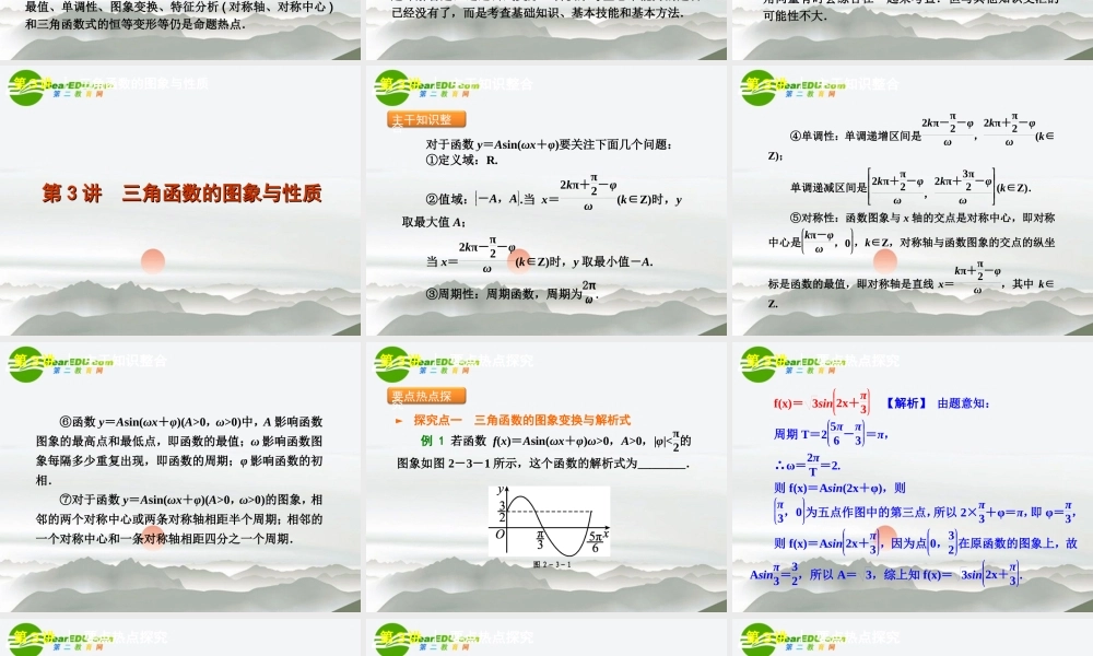 高三数学二轮 三角函数与平面向量专题课件 苏教版 课件