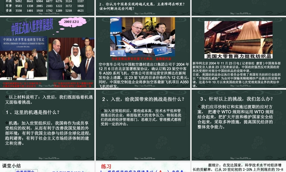 苏教版初三政治当前国际竞争日趋激烈 课件