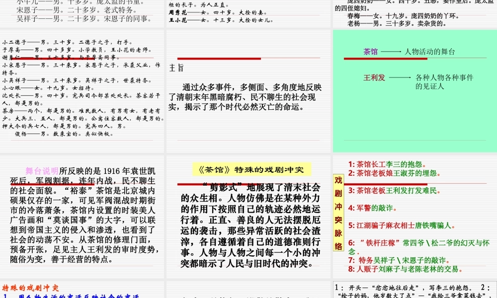 高中语文：老舍(茶馆)(节选)课件新人教版 课件