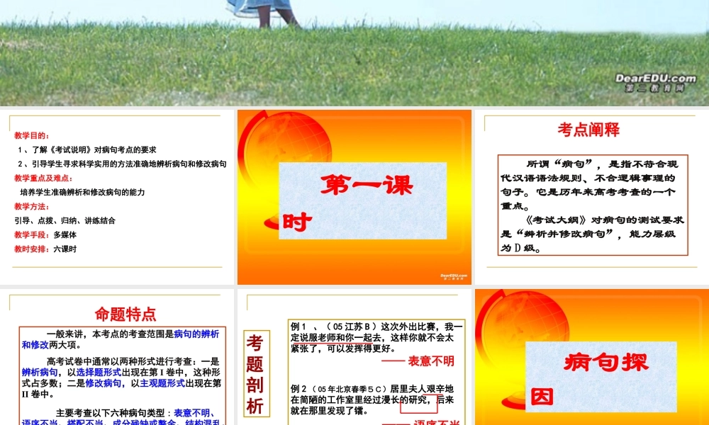 高考语文专题 正确辨析病句 试题