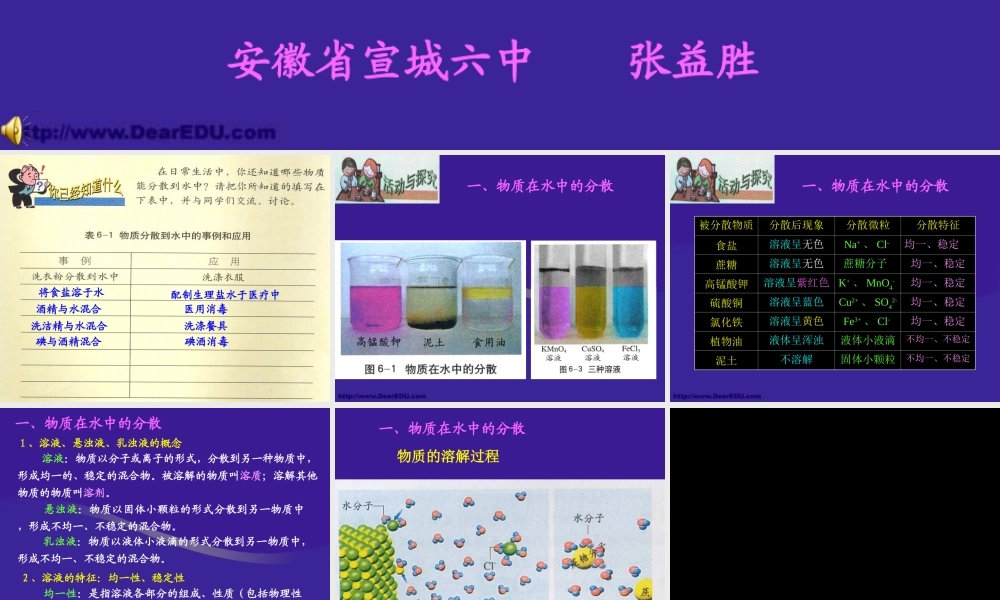 物质的溶解 九年级化学物质的溶解课件[含视频文件]上教版