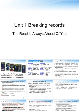高中英语 Unit1(Breaking records)Reading comprehension课件 新人教版选修9 课件
