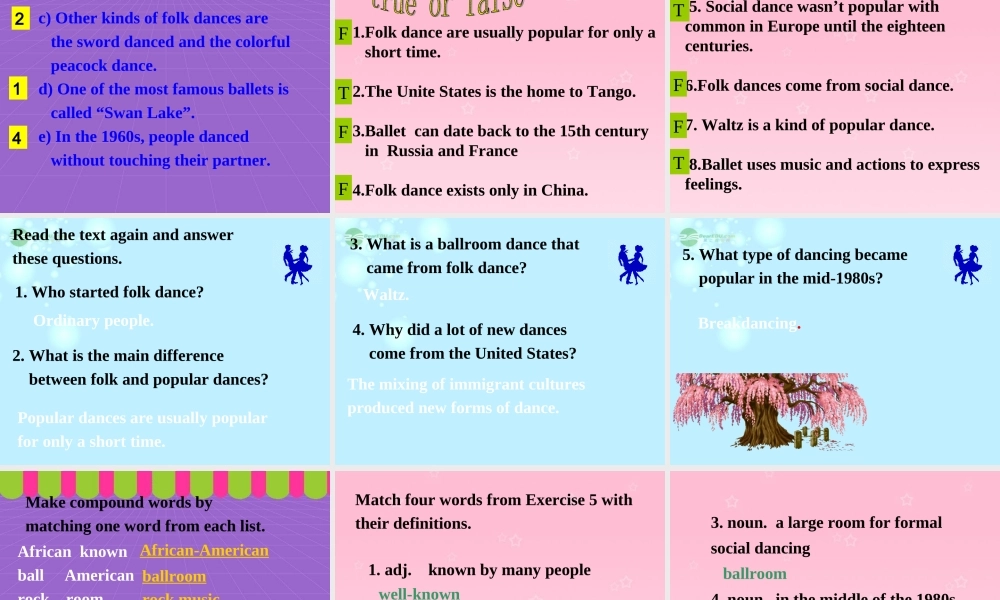 高一英语上学期 Unit 5 Lesson 4 Let s dance 北师大版必修2 试题