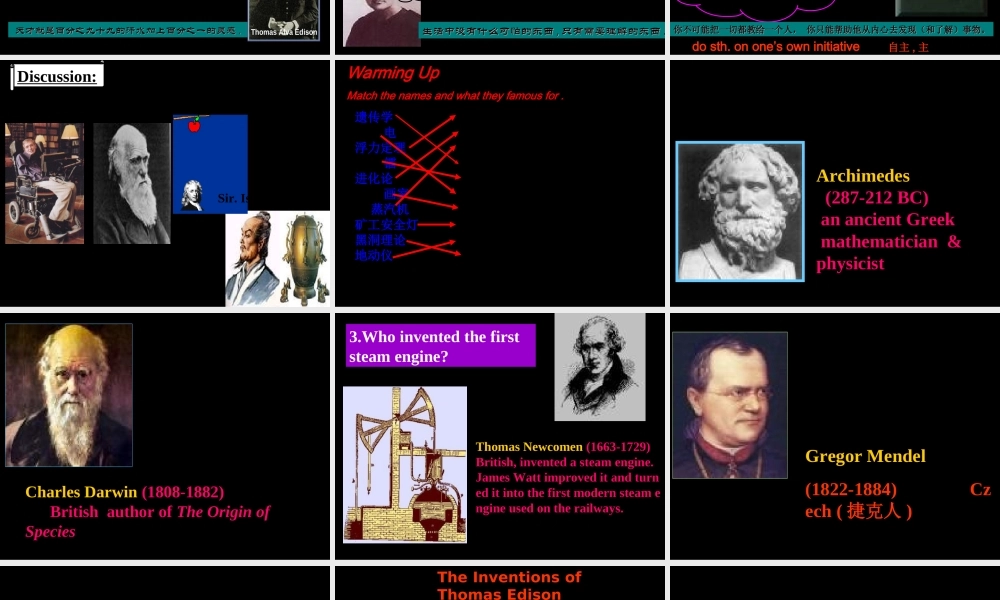 高中英语：Unit1(Great Scientists)课件-Warming up新人教版必修5 课件