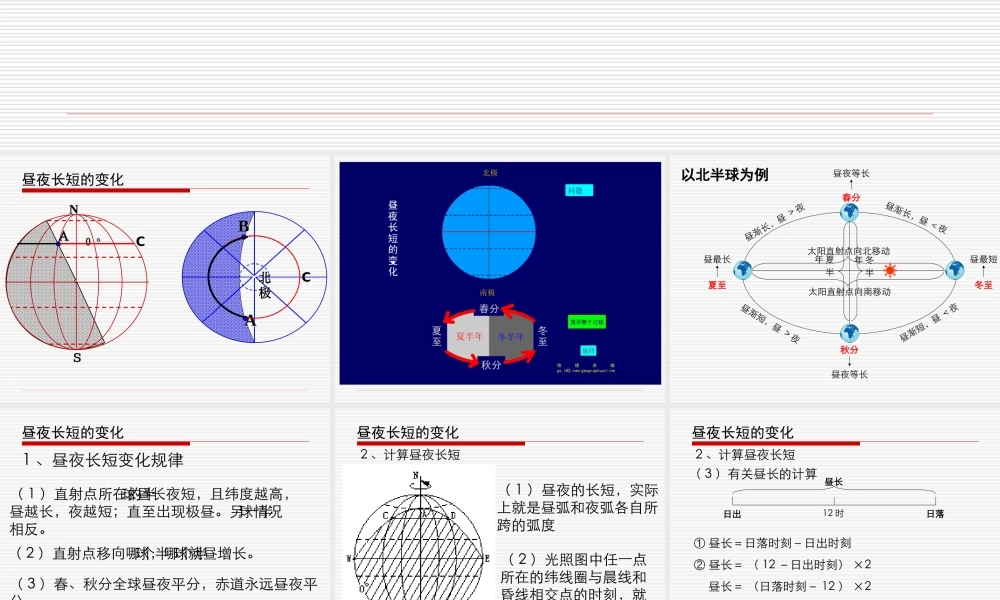 《昼夜长短的变化》课件