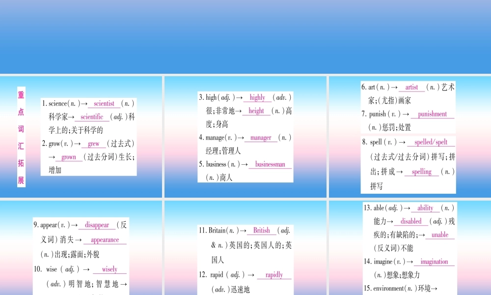 甘肃省中考英语 第一篇 教材系统复习 考点精讲7 八上 Units 5 6课件 (新版)冀教版 课件