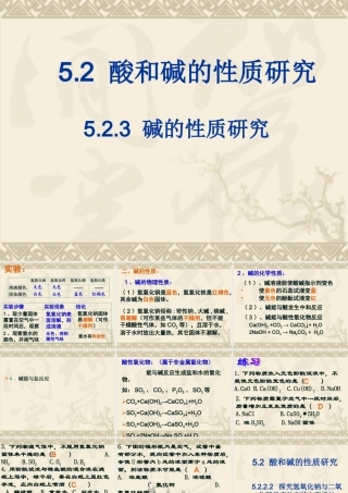 碱的性质研究