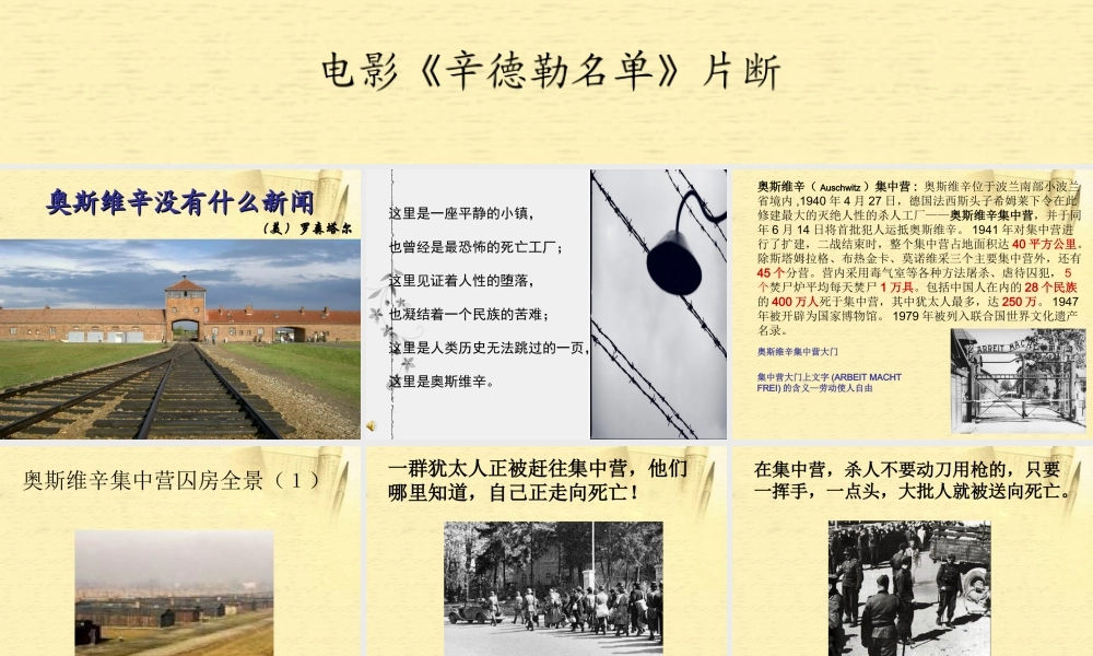 高中语文(奥斯维辛没有什么新闻)教学课件 新人教版必修2 课件