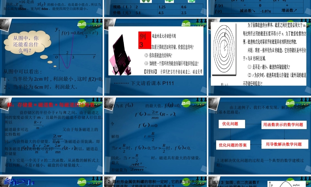 高中数学 第三章334生活中的优化问题举例课件 新人教A版选修1-1 课件