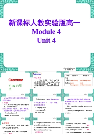 高一英语Unit4语法 V-ing 的用法课件 新课标 人教版 必修4 课件