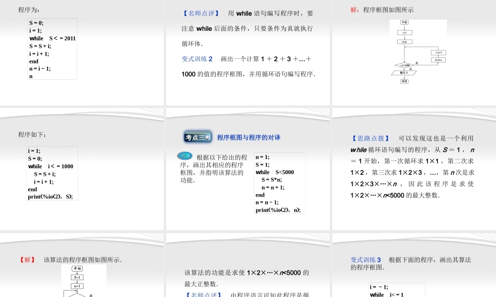 高中数学 第1章123循环语句同步课件 新人教B版必修3 课件