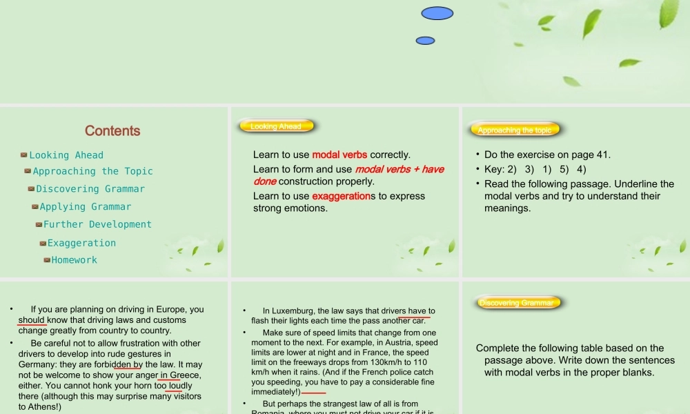 高中英语 模块7 Unit5 Modal Verbs & Exaggeration课件 牛津版 课件