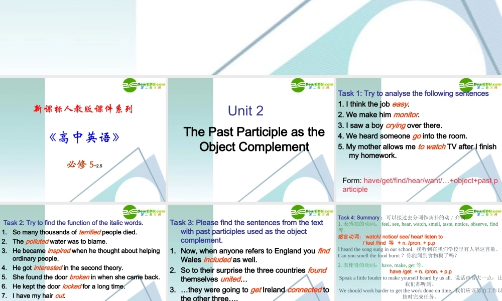 高中英语 25(Unit2 grammar)优秀课件 新人教版必修5 课件