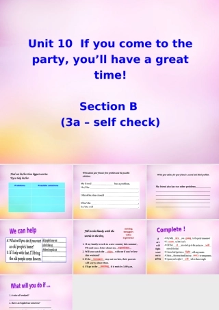 秋八年级英语上册 Unit 10 If you go to the party，you'll have a great time Section B(3a self check)课件 (新版)人教新目标版 课件