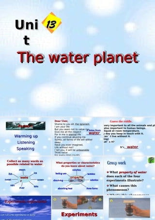 高二英语下学期Unit13 The water planet-Speaking 人教版 课件