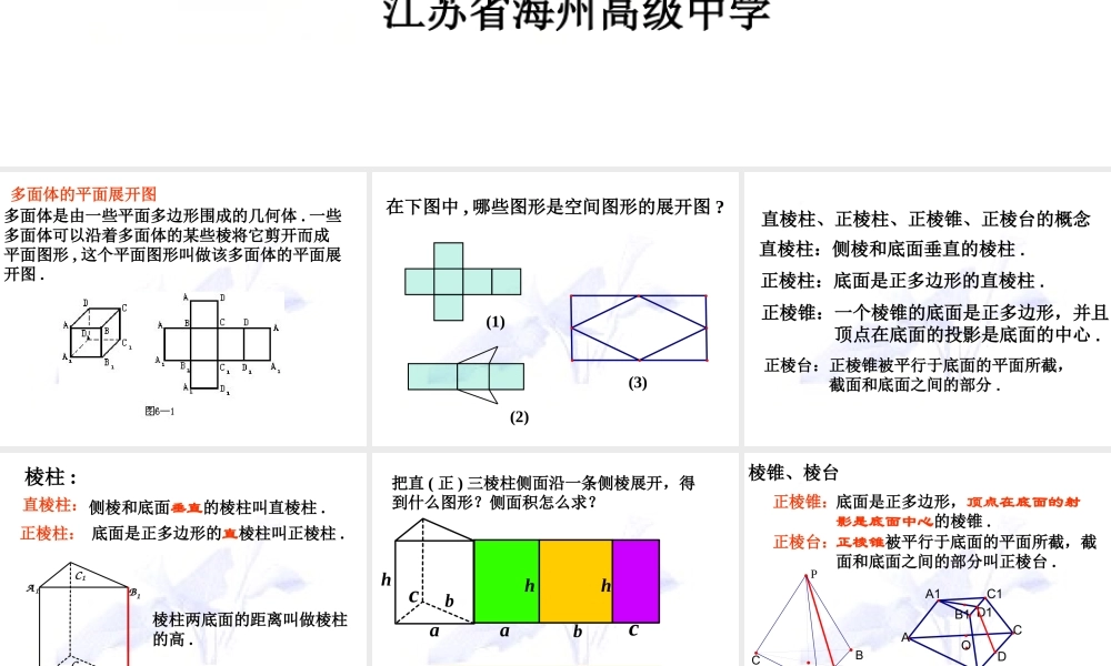 空间几何体的表面积说课课件