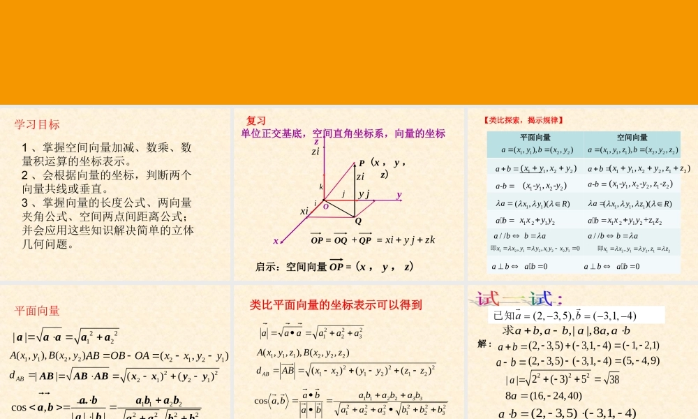 3.1.4空间向量的正交分解及其坐标表示