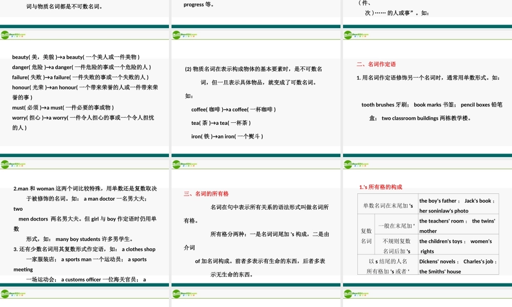 高考英语 专题一 名词和冠词课件 牛津版 课件