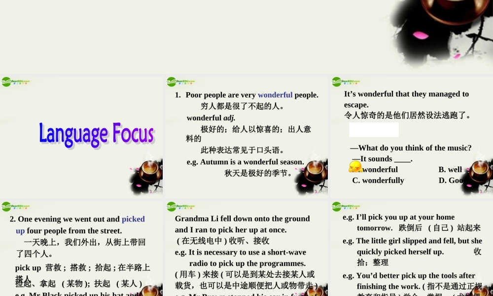 高一英语 Unit4 Language focus课件 重大版必修2 课件