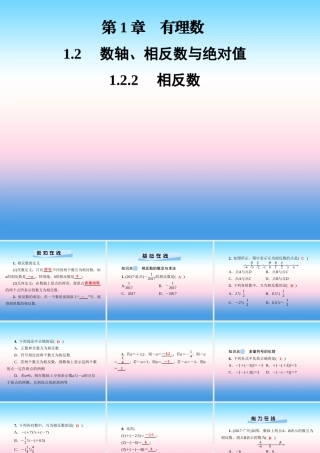 秋七年级数学上册 第1章 有理数 1.2 数轴、相反数与绝对值 1.2.2 相反数课件 (新版)湘教版 课件