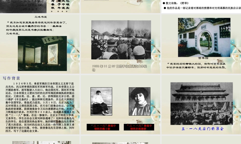 高中语文 纪念刘和珍君课件6课件 新人教版必修1 课件