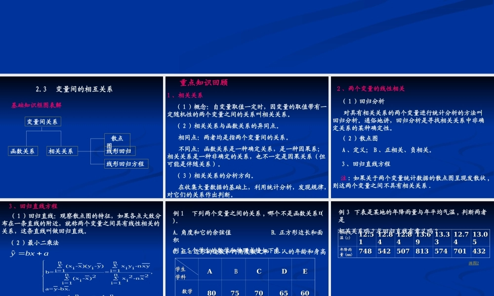 高中数学 变量间的相互关系习题课课件 新人教A版必修3 课件