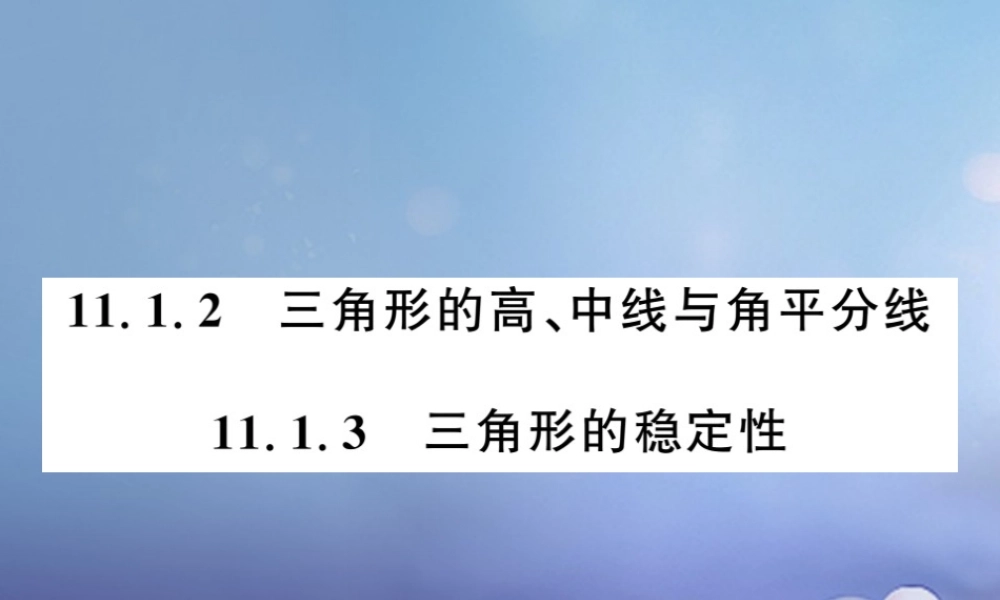 秋八年级数学上册 11.1.2 与三角形有关的线段 11.1.3 三角形的稳定性课件 (新版)新人教版 课件