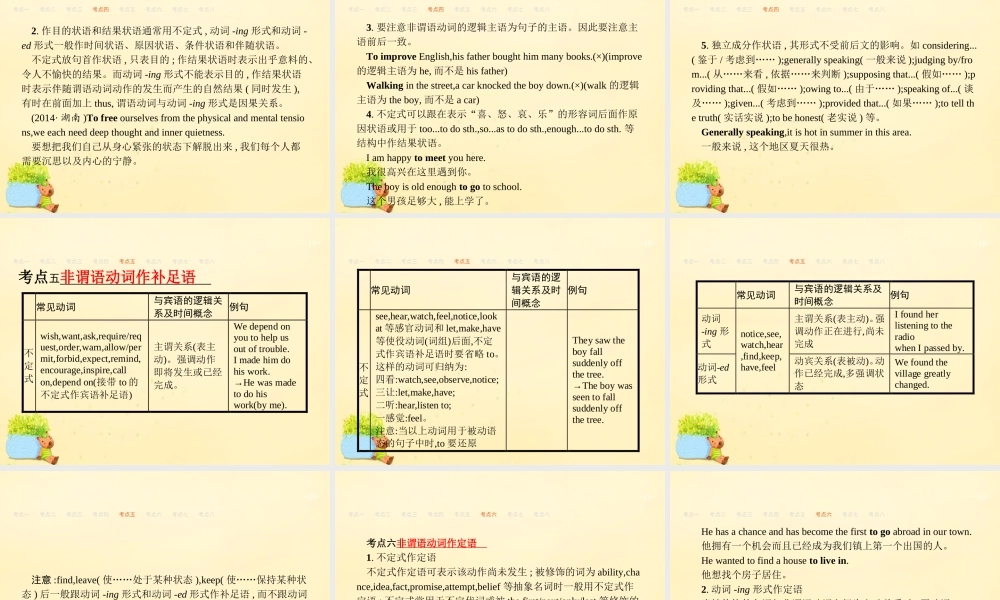 高优指导版高三英语一轮复习 语法专题突破七 非谓语动词课件 牛津译林版 课件