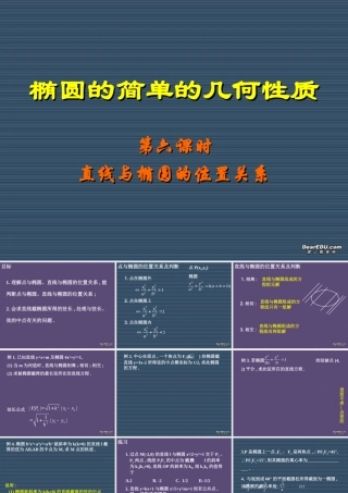 椭圆几何性质高二数学解析几何椭圆课件集6 高二数学椭圆几何性质解析 几何椭圆课件集[整理七套]人教版 高二数学椭圆几何性质解析 几何椭圆课件集[整理七套]人教版