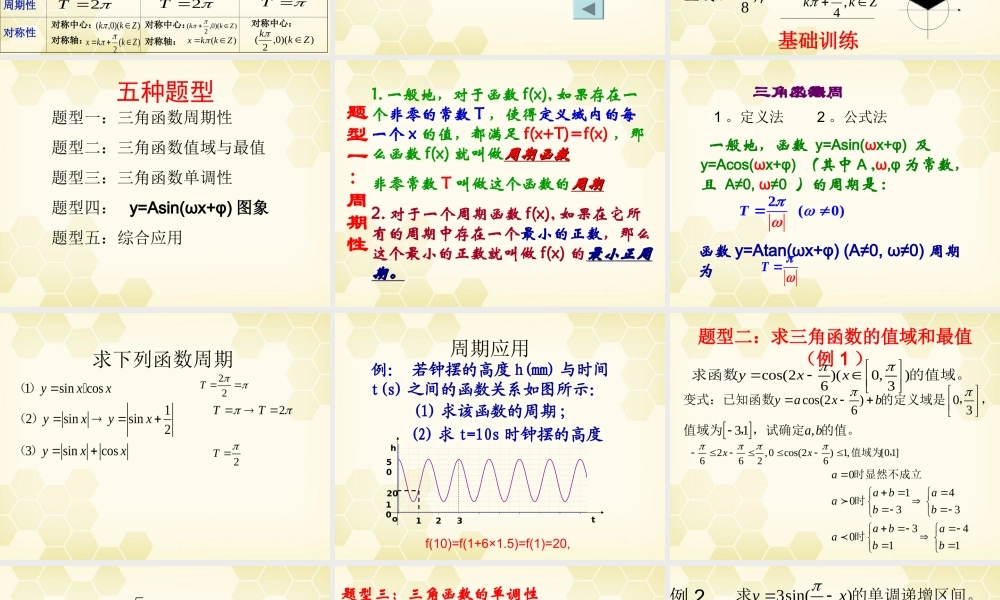 高中数学(三角函数的图像和性质)课件2 湘教版必修2 课件