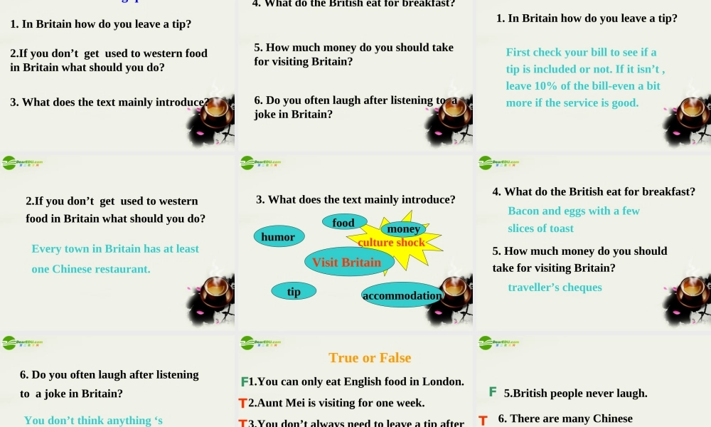 高中英语 Unit12 lesson1(Culture shock)Visiting Britain课件2 北师大版必修4 课件