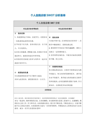 个人自我诊断SWOT分析表li
