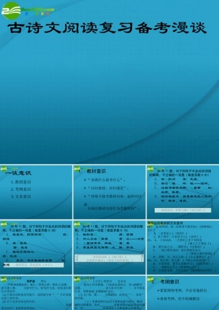 高中语文 古诗文阅读复习备考漫谈课件 苏教版 课件