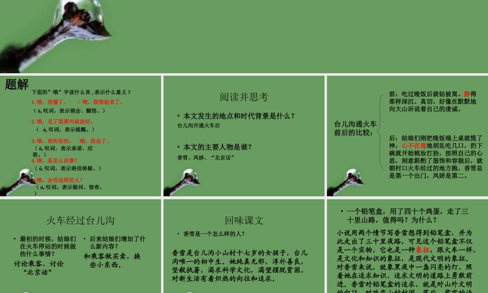 高中语文(哦，香雪)课件1 北京版选修2 课件