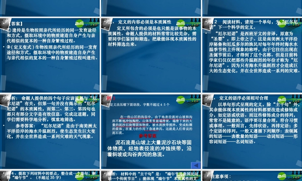 高考语文 压缩语段之下定义分析复习课件 新人教版 课件