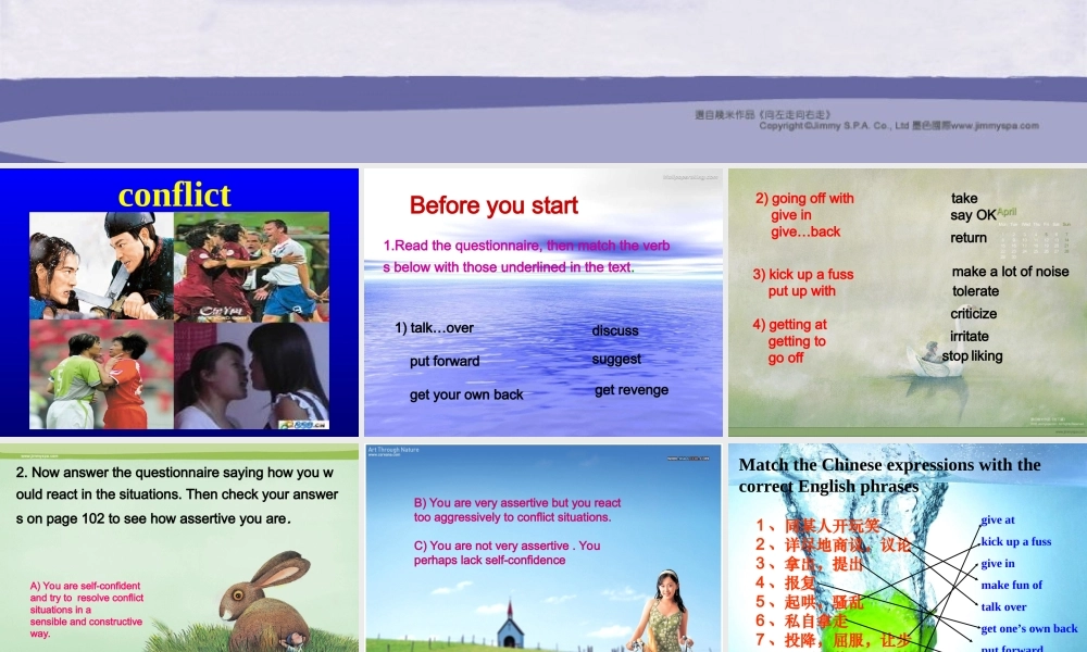 高中英语Unit 23 Conflict Lesson 3 Conflict Resolution 课件2北师大版选修8 课件