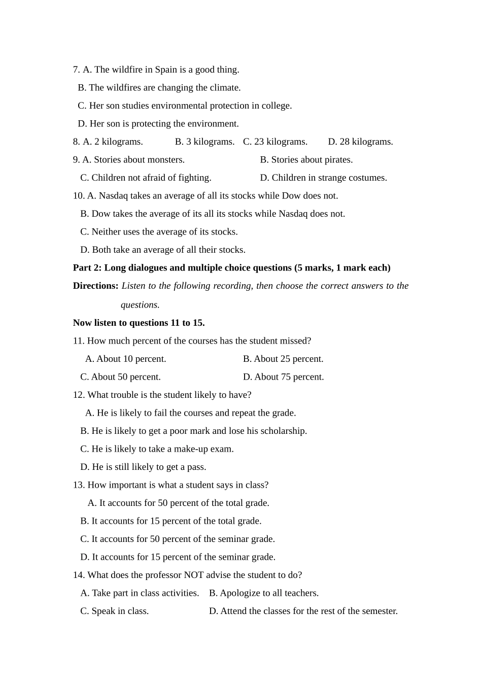 大学英语期末考试(4)及答案_第2页