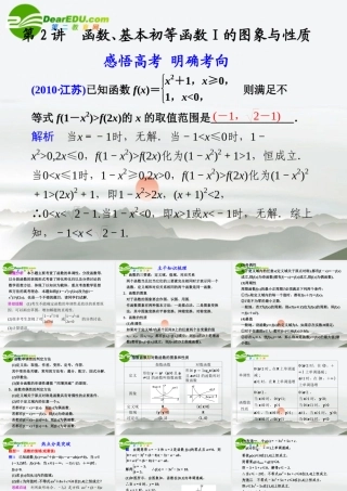 江苏专用高考数学二轮复习 专题一第2讲 函数、基本初等函数的图象与性质课件 理 苏教版 课件