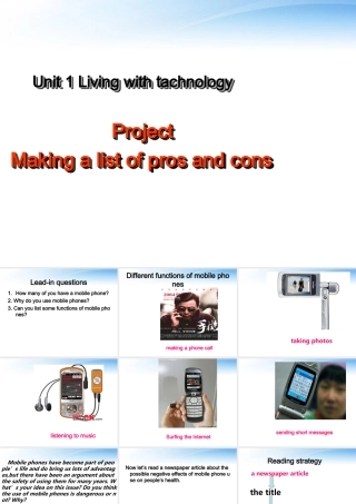 高中英语 Unit1(Living with technology)-Project课件 牛津版选修7 课件