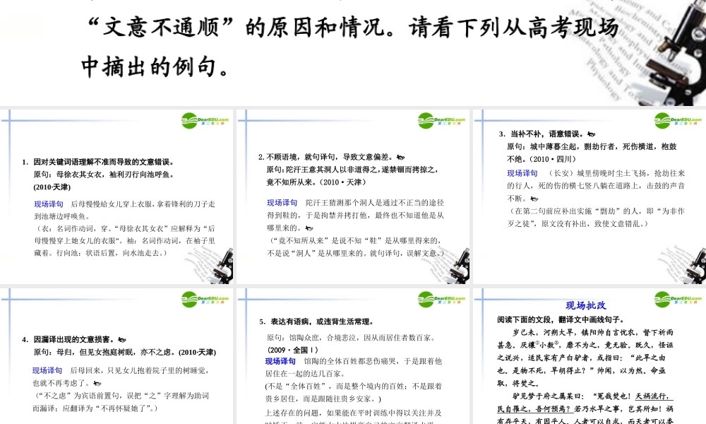 高考语文二轮复习 1第二章专练四文意通顺要到位配套课件