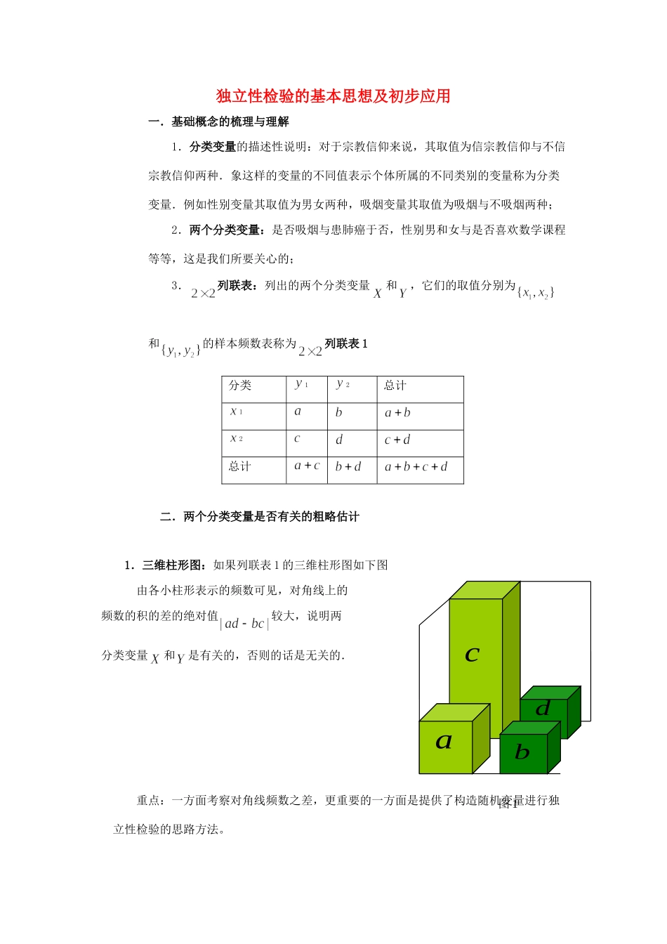 高中数学 第一章 统计案例 独立性检验的基本思想及初步应用素材 北师大版选修1-2 课件_第1页