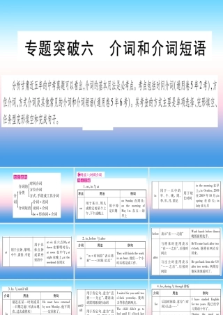 甘肃省中考英语 第二篇 中考专题突破 第一部分 语法专题 专题突破6 介词和介词短语课件 (新版)冀教版 课件