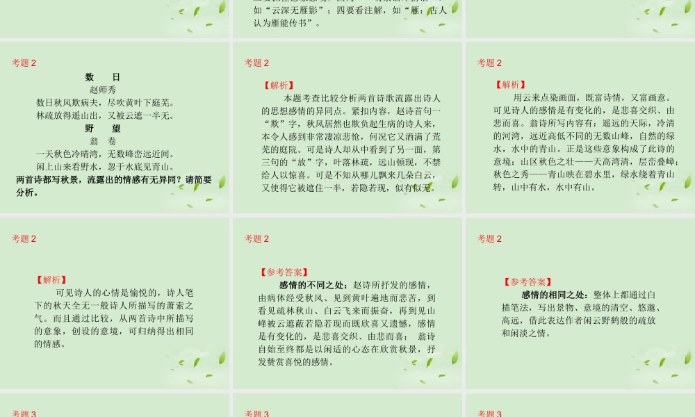 高中语文第1轮总复习 第2部分 第2章 第1节 第4讲 鉴赏中国古代诗歌的思想内容和作者的观点态度(语文)全国版 课件