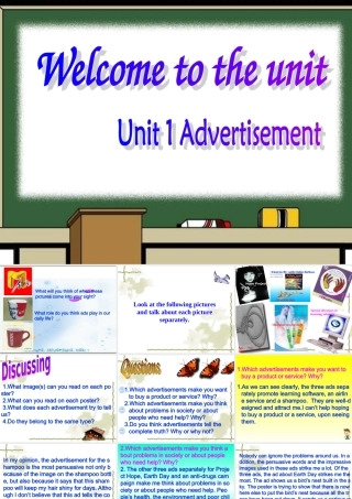 高中英语必修4Unit 1 Advertising-welcome to the unitppt 课件