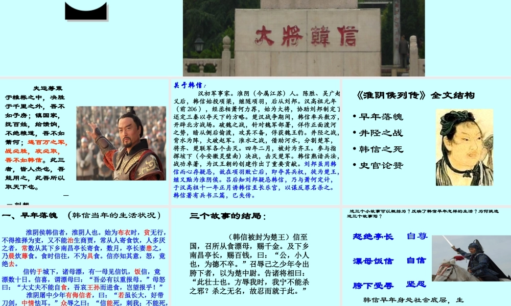 高中语文淮阴侯列传课件5 苏教版 选修7 课件