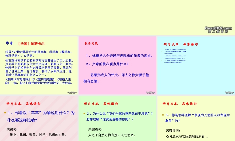 高二语文人是能思想的苇草 苏教版 课件